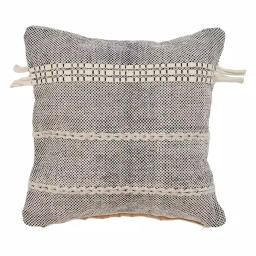 LR Resources Zanthia Black and Natural Striped Hypoallergenic 100% Cotton 20 in. x 20 in. Throw Pillow thumbnail 1