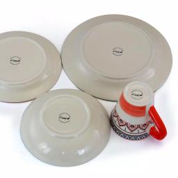 Elama Zen Rust Mozaik 16-Piece Stoneware Dinnerware Set, Service for 4, Orange Bohemian Style thumbnail 2