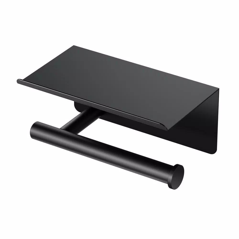 Gatco Latitude II Toilet Paper Holder with Shelf, Matte Black