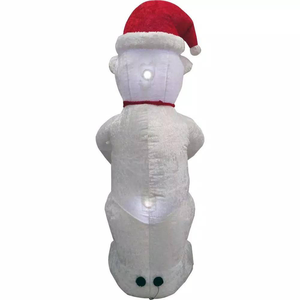 Fraser Hill Farm 8 ft. Pre-Lit Plush Polar Bear Christmas Inflatable Decoration