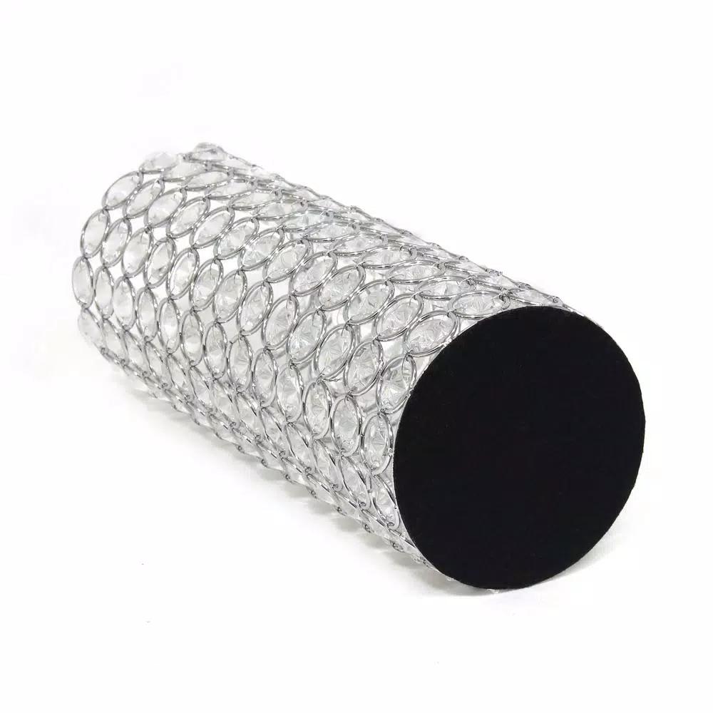 Elegant Designs 11.25 in. Chrome and K5 Crystal Cylinder Decorative Table Vase