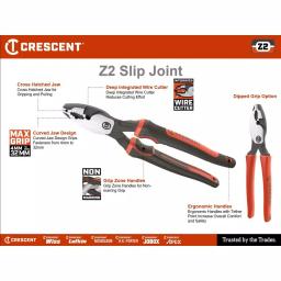 Crescent Z2 6 in. Slip Joint Pliers with Dipped Handles thumbnail 3