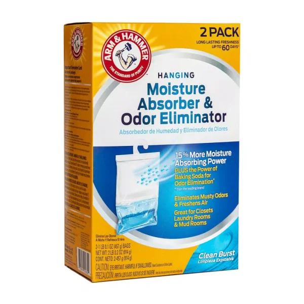 Arm & Hammer Moisture Absorber and Odor Eliminator, Clean Burst Scent, 16 oz. (2-Pack)