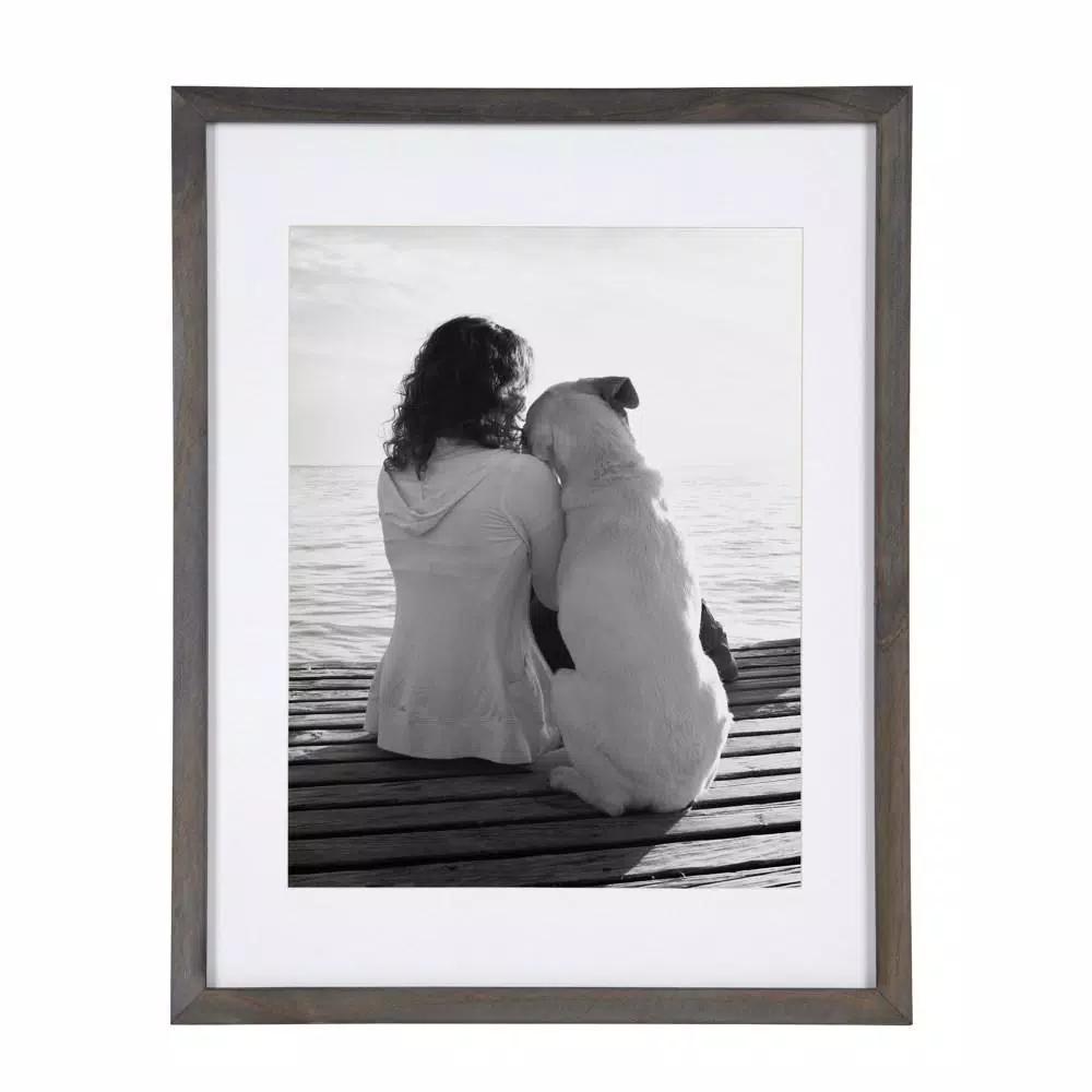 DesignOvation Design Ovation Gallery Wood Photo Frame Set, Gray, 14 x 18 in. (Set of 2)