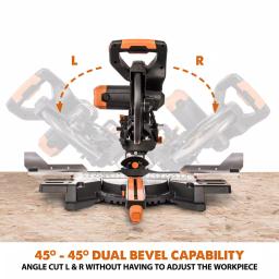 Evolution Power Tools Evolution R255SMSDB+ 10 in. 15 Amp Dual Bevel Sliding Miter Saw with Laser Guide thumbnail 8