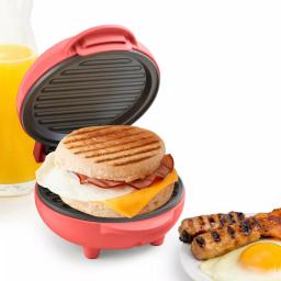 Nostalgia MyMini Personal Electric Grill, 25 sq. in. Cast-Iron Smokeless Grill, Coral Pink thumbnail 2