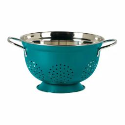 Denmark Teal Stainless Steel Colander Set, 2-Piece Nesting Kitchen Strainers thumbnail 3