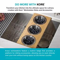Kraus 16.75 in. Bamboo Workstation Kitchen Sink Serving Board Set with 3 Stainless Steel Prep Bowls thumbnail 6
