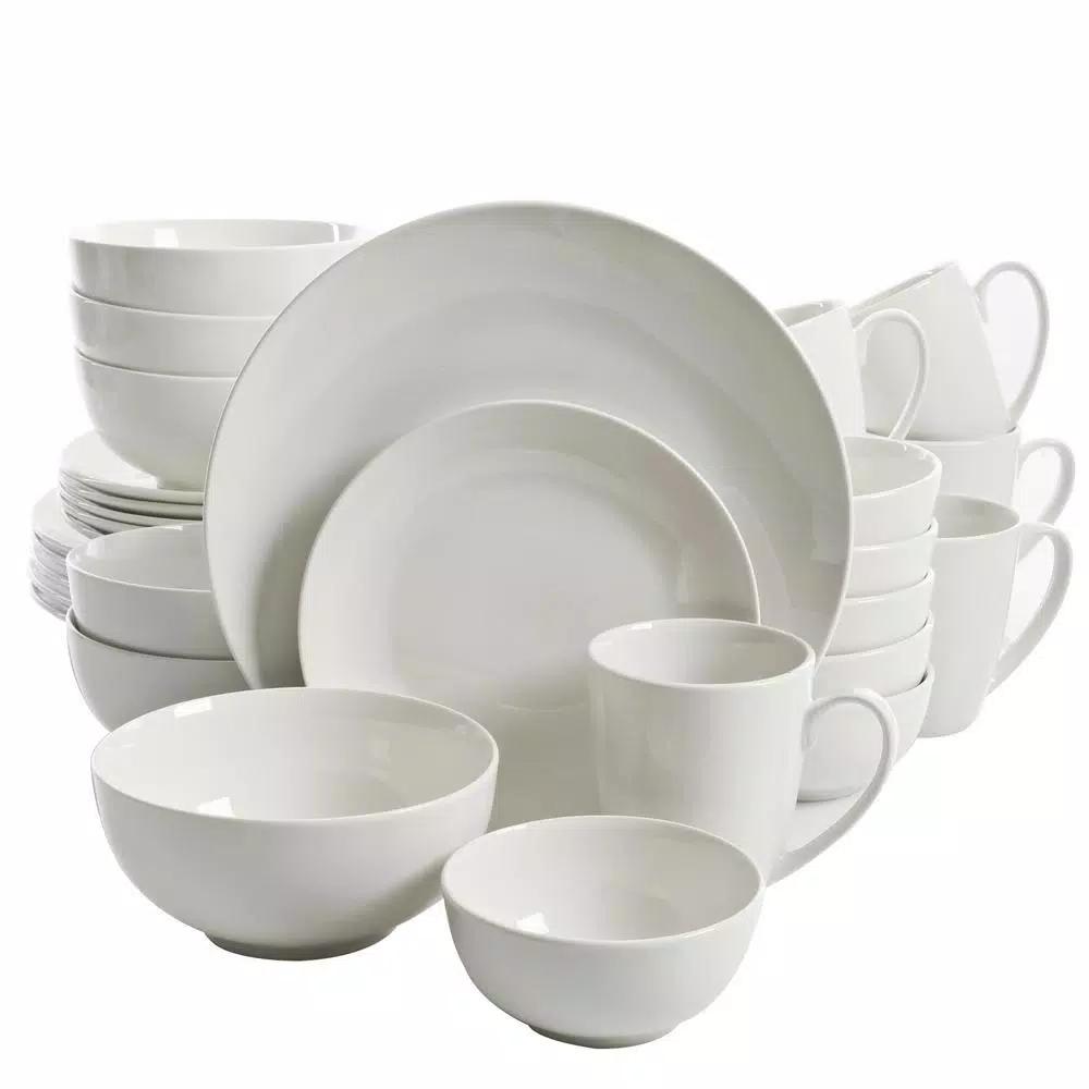Gibson Home Ogalla 30-Piece White Porcelain Dinnerware Set, Service for 6