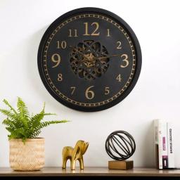 Glitzhome 22.83 in. Oversized Metal Wall Clock with Moving Gears and Roman Numerals thumbnail 7