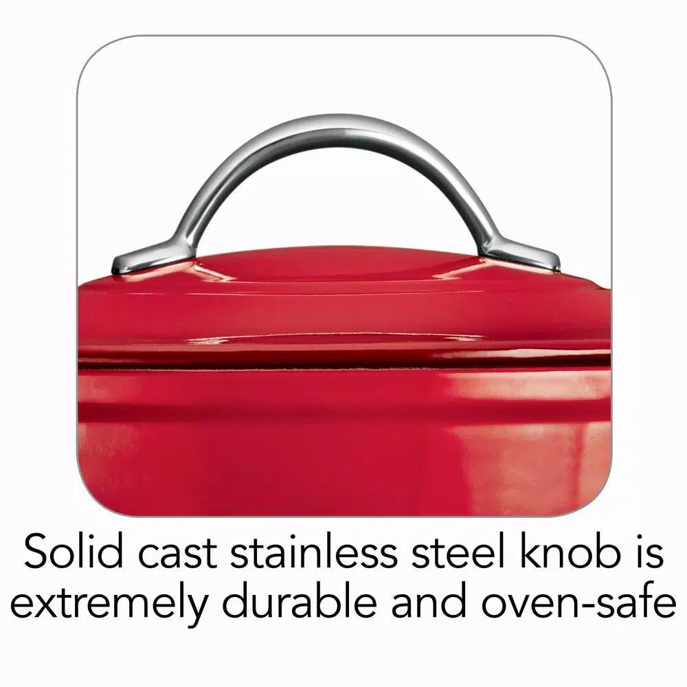 Tramontina Gourmet 6.5 qt. Enameled Cast Iron Round Dutch Oven with Lid, Gradated Red