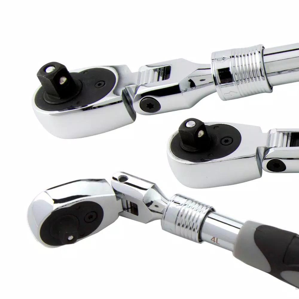 STEELMAN PRO 96753 3-Piece Extendable Flex-Head Ratchet Set, 1/4 in., 3/8 in., and 1/2 in. Drive