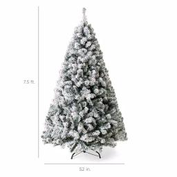 Best Choice Products 7.5 ft. Pre-Lit Flocked Artificial Christmas Tree with 550 Warm White Incandescent Lights thumbnail 7