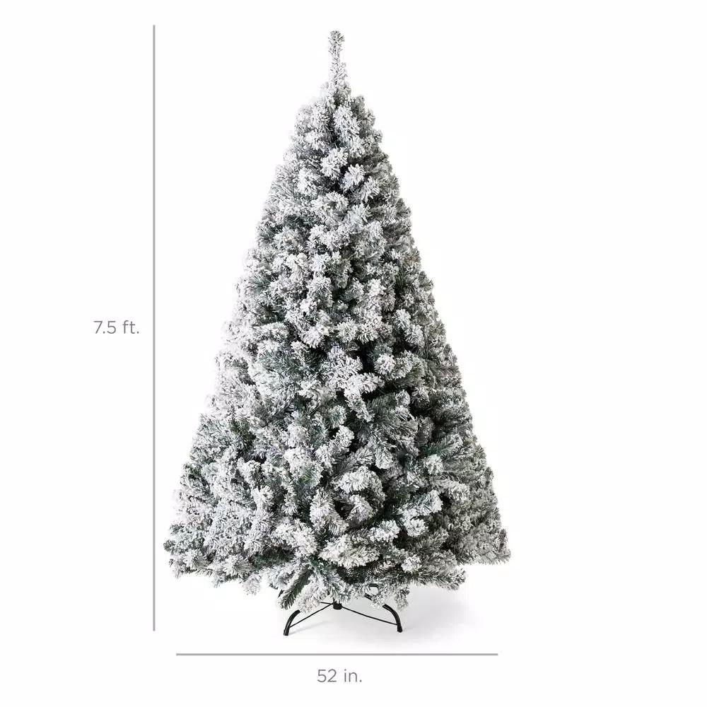 Best Choice Products 7.5 ft. Pre-Lit Flocked Artificial Christmas Tree with 550 Warm White Incandescent Lights