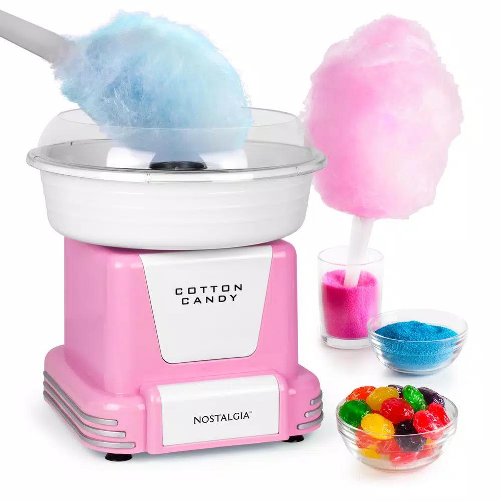 Nostalgia Retro Pink Cotton Candy Maker - Hard Candy and Flossing Sugar Machine