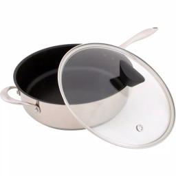 Hampton Bay Ozeri Earth Pan ETERNA 5.3 qt. Stainless Steel Nonstick Sauce Pan with Glass Lid thumbnail 1