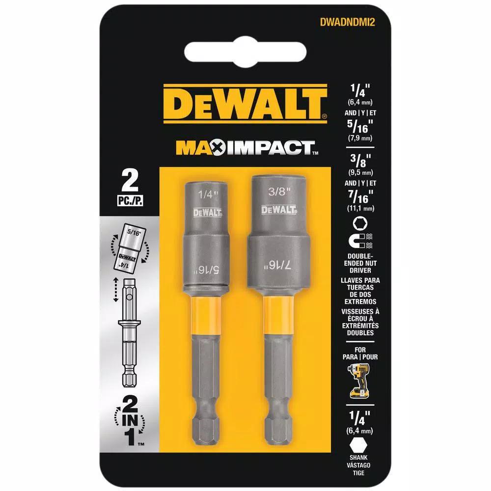 DEWALT MAX IMPACT Double Ended Carbon Steel Nut Driver Set, 2-Pack