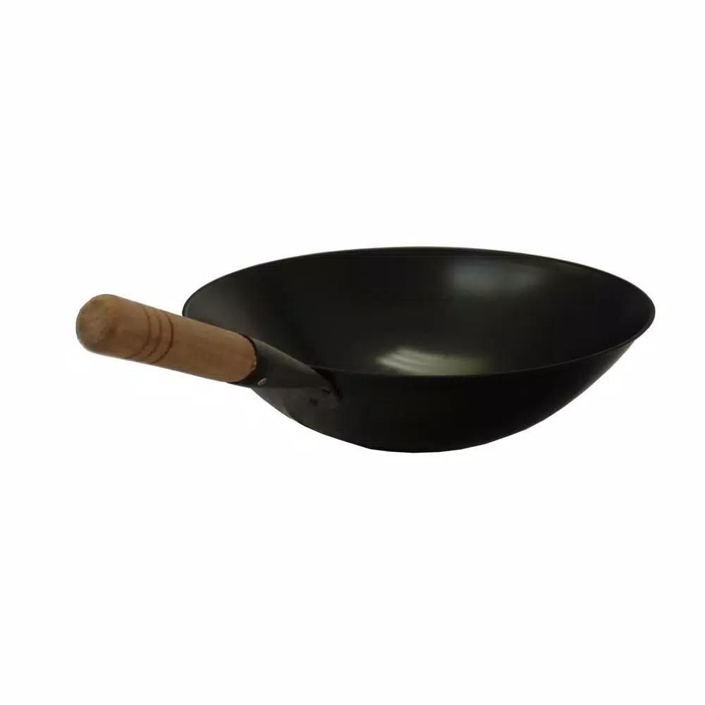 SPT 15.75 in. Cool Roll Iron Wok, Induction Ready, Black