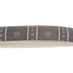 LR Home Embroidered Ethnic Floral Throw Pillow, 14 x 36 in, Gray and Cream Cotton thumbnail 4