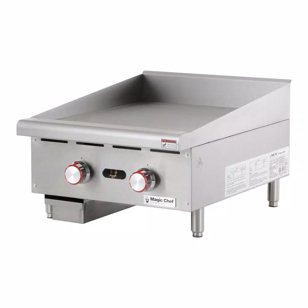 Magic Chef 24 in. Commercial Natural Gas Countertop Griddle, Stainless Steel