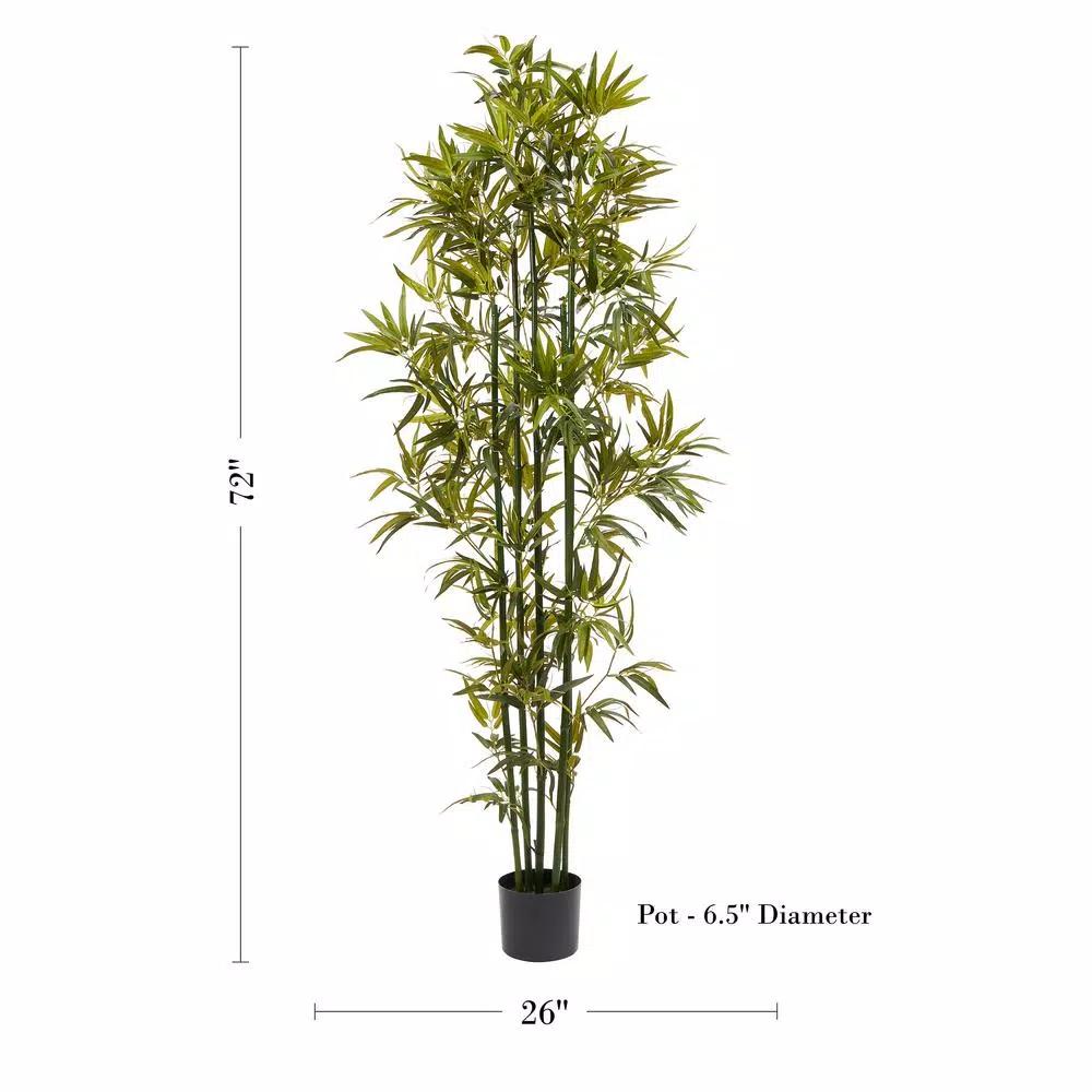 Pure Garden 72 in. Artificial Bamboo Plant with Black Pot