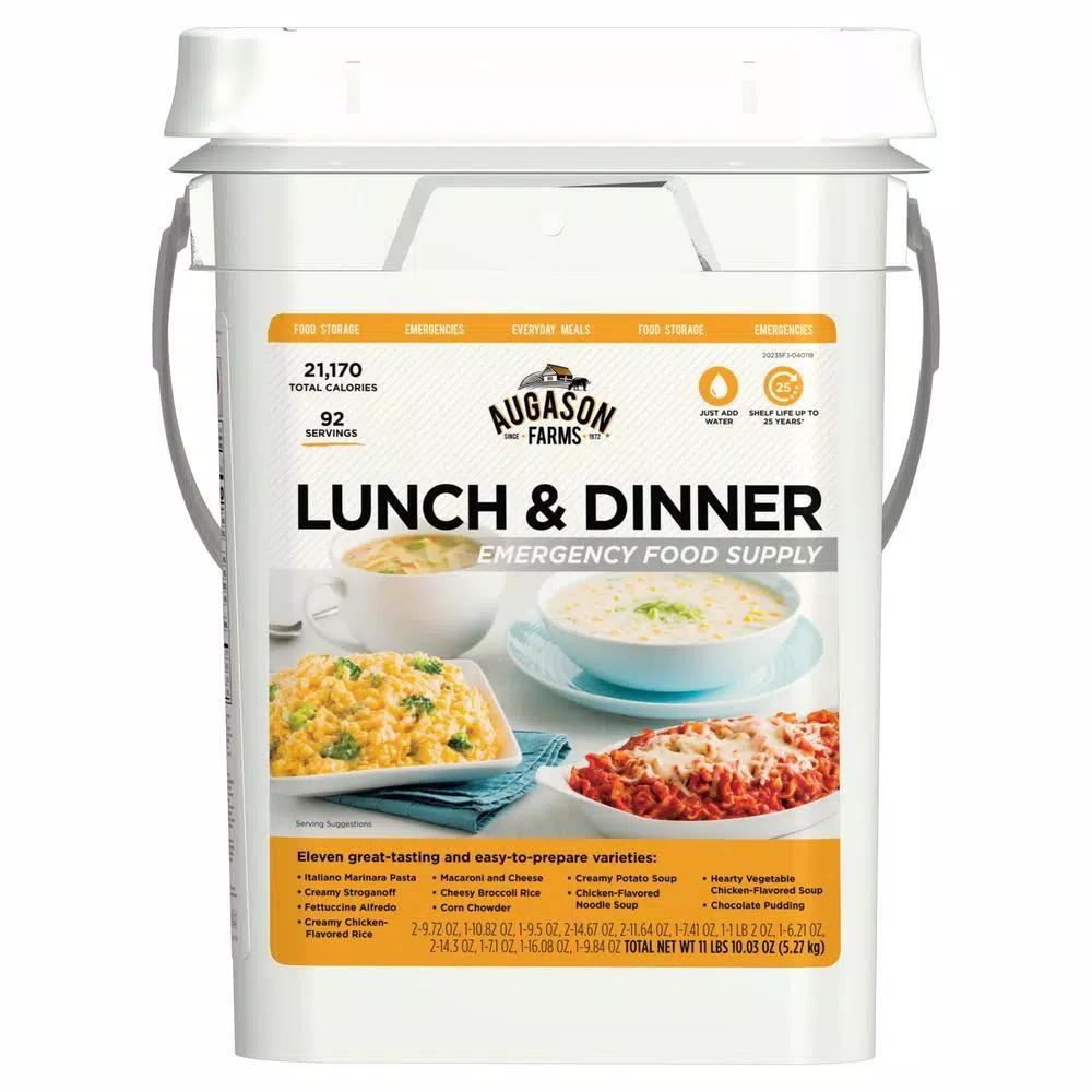Augason Farms 4 Gal. Lunch and Dinner Variety Emergency Food Supply Pail - 92 Servings
