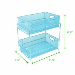 MIND READER 2-Tier Metal Mesh Utensil Caddy & Flatware Organizer, Blue thumbnail 7