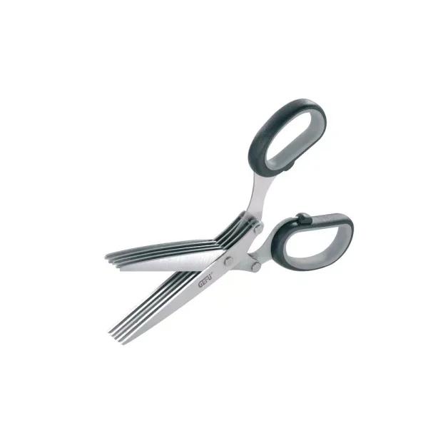 GEFU Stainless Steel Herb Scissors with 5 Blade Pairs and Cleaning Comb
