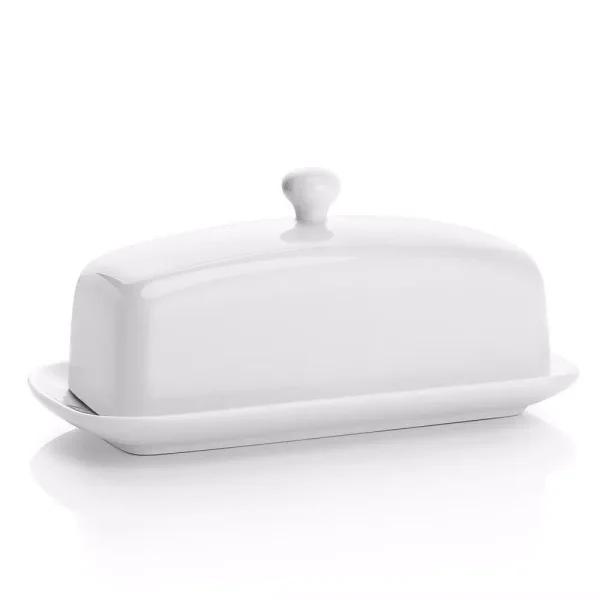 Sweese White Porcelain Butter Dish with Cover, 4 oz. Rectangular Butter Keeper for American Size Sticks