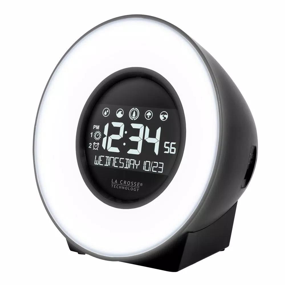 La Crosse Technology Mood Light Digital Alarm Clock with 5 Nature Sounds and USB Charging Port