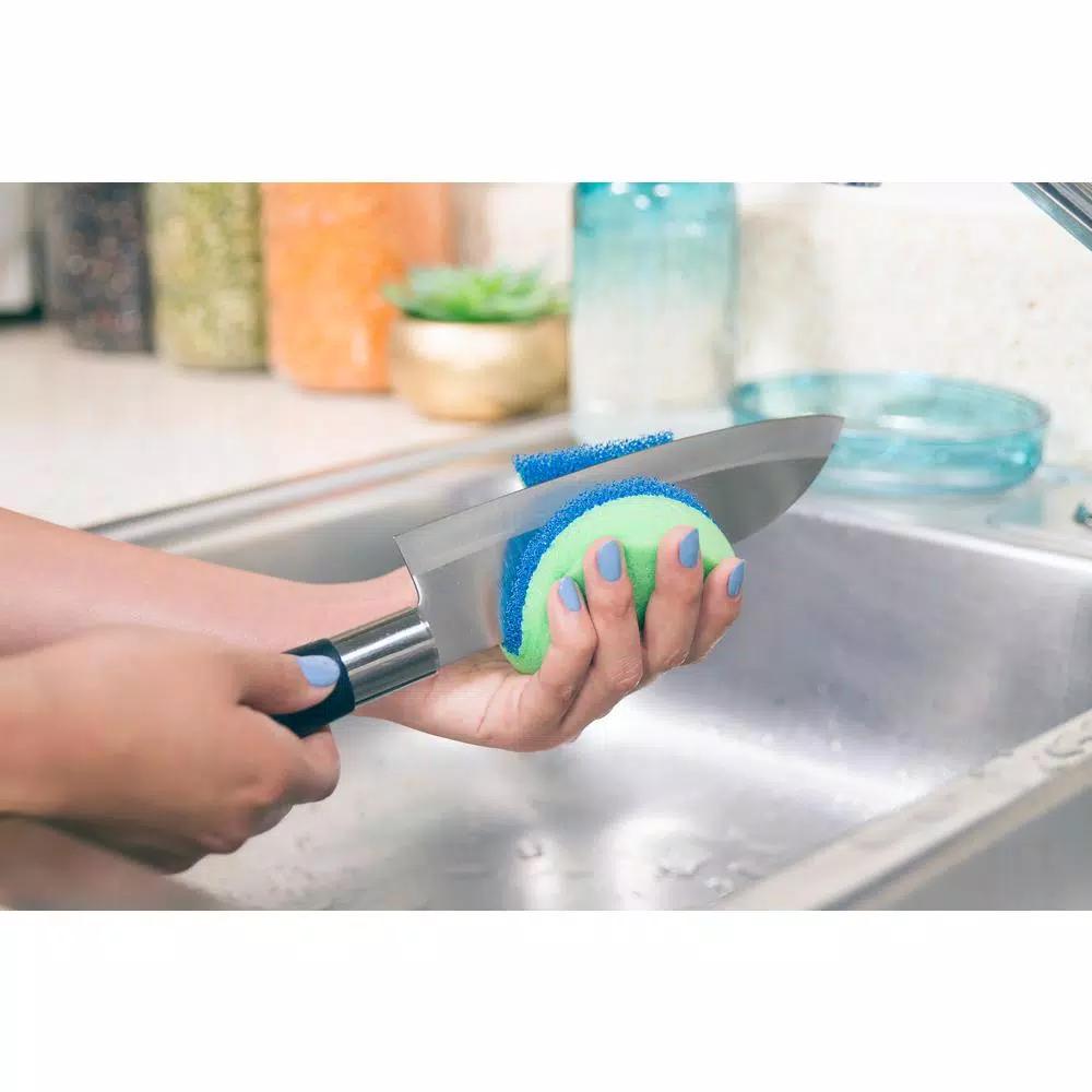 DishFish Dual Scrubber Sponge, Non-Scratch Cleaning Foam, 12-Pack