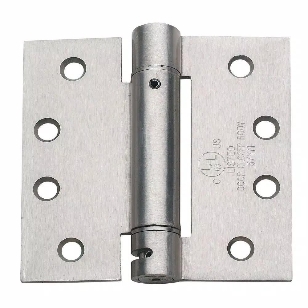Global Door Controls 4 in. x 4 in. Satin Nickel Steel Spring Hinge, 5/8 in. Radius