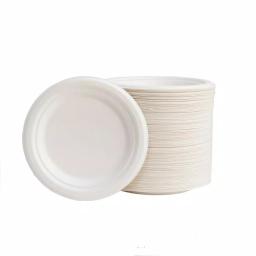 Unbranded 7 in. White Sugarcane Plates, Eco-Friendly & Biodegradable (600 Pack) thumbnail 1
