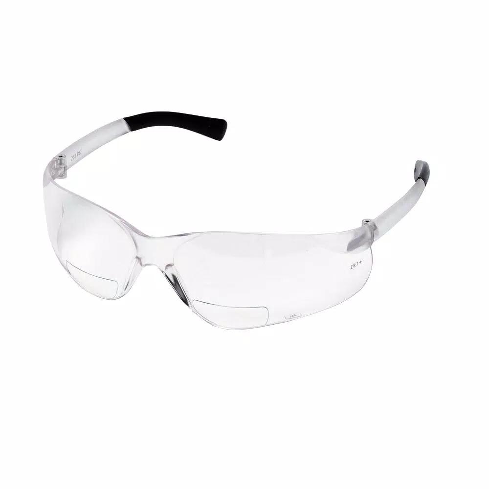 MCR Safety Bear Kat Magnifier Safety Glasses, Clear Wrap-Around Eye Protection, ANSI Z87.1