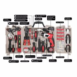 Apollo Tools 161-Piece Home Tool Kit with 3.6V Li-Ion Cordless Screwdriver thumbnail 3