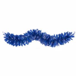 Nearly Natural 6 ft. Blue Flocked Artificial Christmas Garland with 50 Warm White LED Lights thumbnail 1