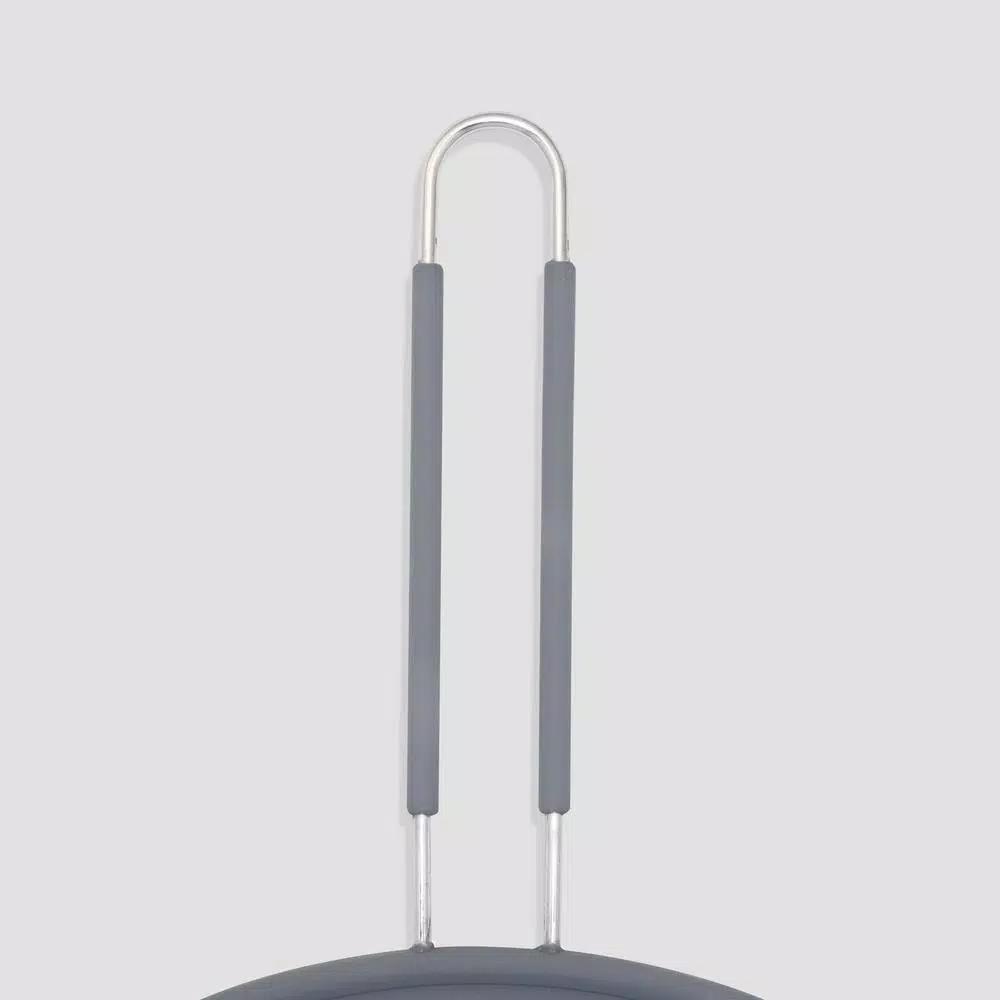 ExcelSteel 13 in. Gray Silicone Splatter Screen with Non-Slip Grip and Stainless Steel Frame
