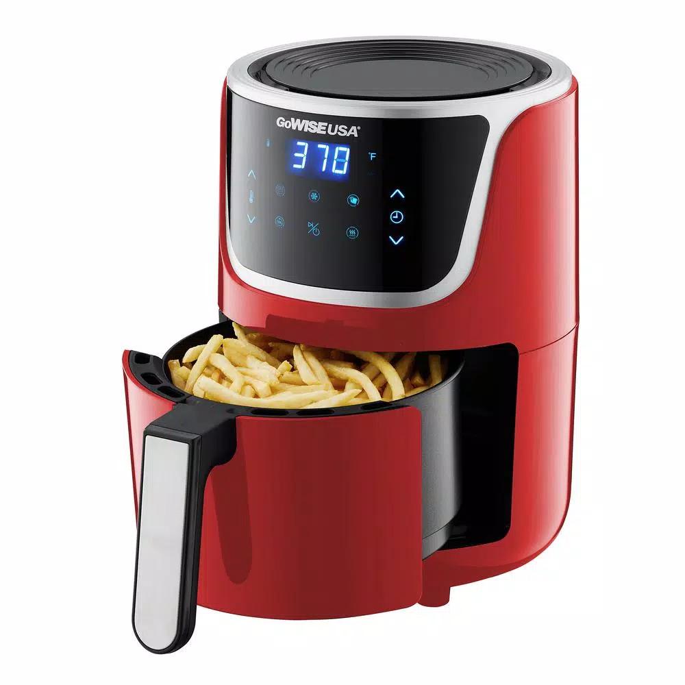 GoWISE USA 2-Qt. Mini Digital Air Fryer with Touchscreen, Red/Silver