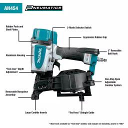 Makita AN454 15 Degree Pneumatic Coil Roofing Nailer, 1-3/4 in. thumbnail 2