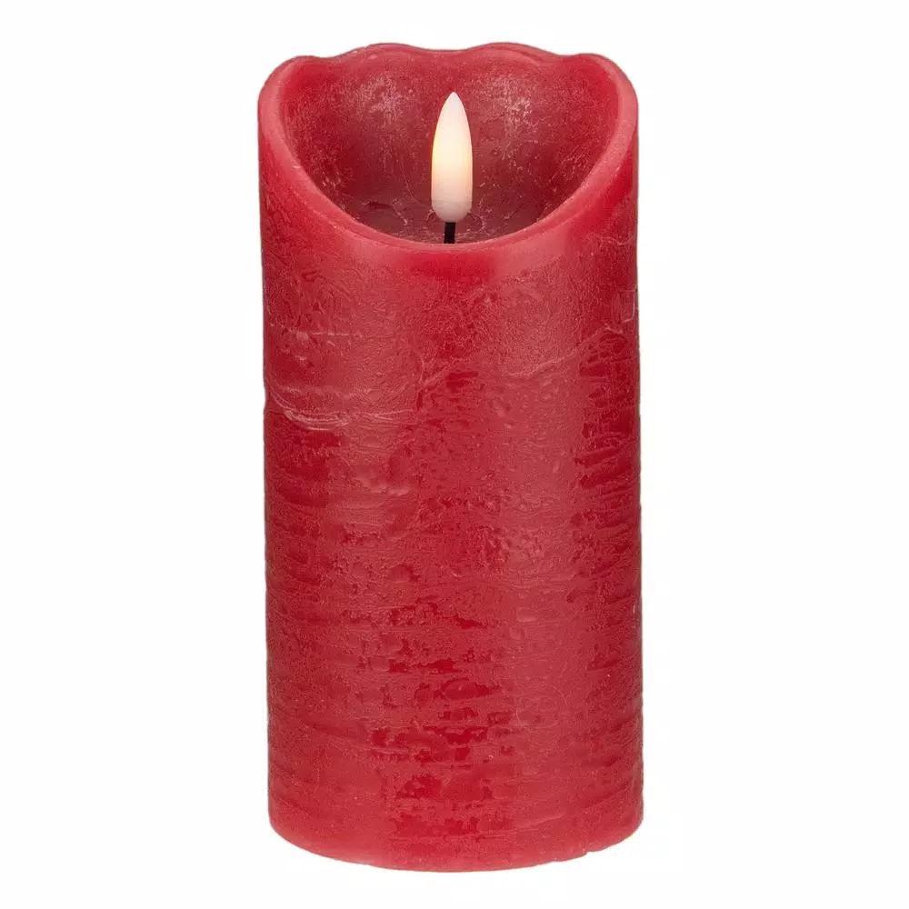 Northlight 6 in. Red Flameless Battery Operated Christmas Decor Candle with Melted Edge Design