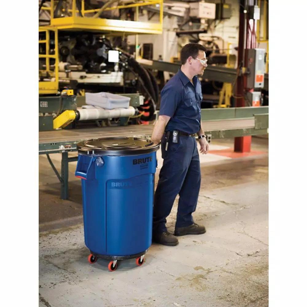 Rubbermaid Commercial Products Rubbermaid Brute Quiet Trash Can Dolly with Non-Marking Red Casters