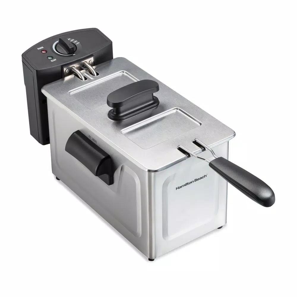 Hamilton Beach 3 Qt. Stainless Steel Deep Fryer, 1500W Electric Countertop Fryer