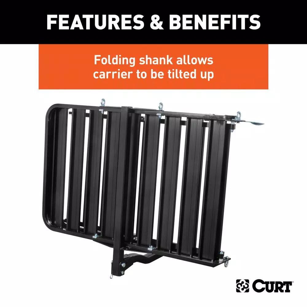 CURT Aluminum Hitch Cargo Carrier with Folding Ramp, 500 lb. Capacity, 2 in. Receiver