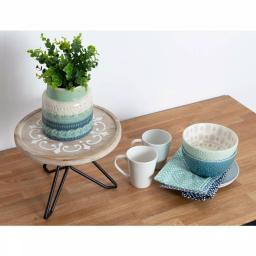 Kate and Laurel Sherald 11 in. White Round Wood Pedestal Tray with Metal Stand thumbnail 5