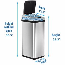 Halo 13 Gallon Platinum Extra-Wide Stainless Steel Automatic Sensor Trash Can thumbnail 6