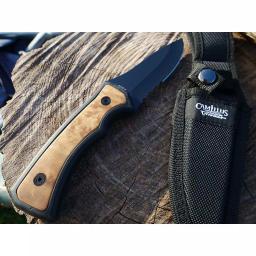 Camillus Mountaineer 4 in. Carbonitride Titanium Drop Point Fixed Blade Knife with Burlwood Accent Handle thumbnail 6