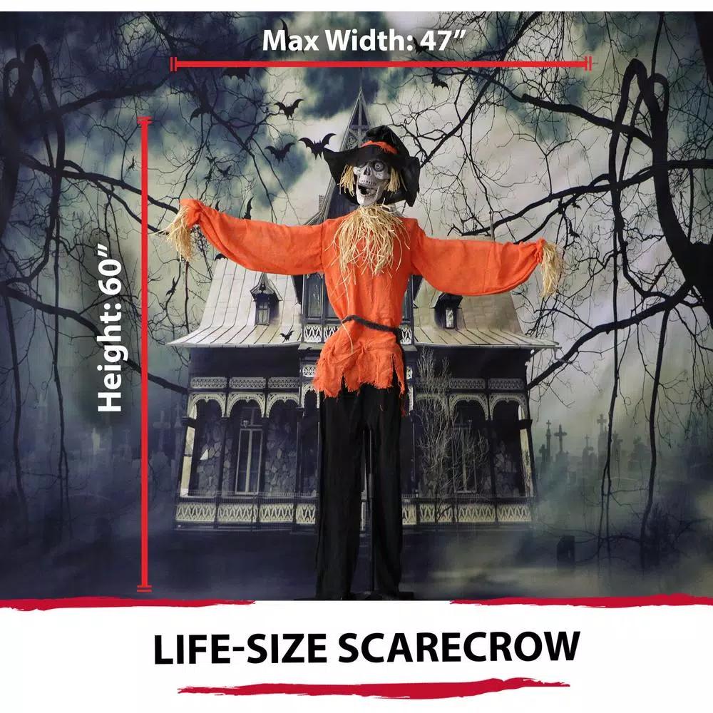 Haunted Hill Farm 5 ft. Animated Skeleton Scarecrow Halloween Prop