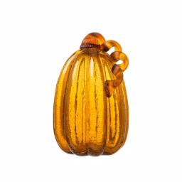 Glitzhome Amber Crackle Glass Pumpkin Set of 2, Handmade Indoor Tabletop Decor thumbnail 5