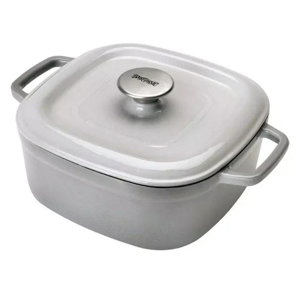 Bayou Classic 4 qt. Enameled Cast Iron Casserole Dish with Lid, Weathered Gray