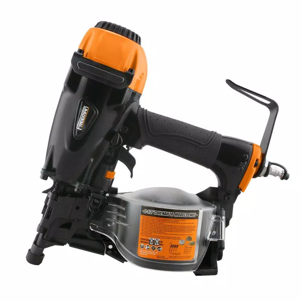 Freeman PCN65 Pneumatic 15° Coil Siding Nailer, 2-1/2 in. Max Fastener